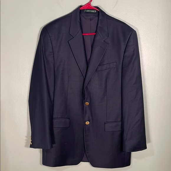 Vintage Lauren Ralph Lauren Two Button 100% Wool Blazer Navy Men’s 47R - Picture 2 of 10